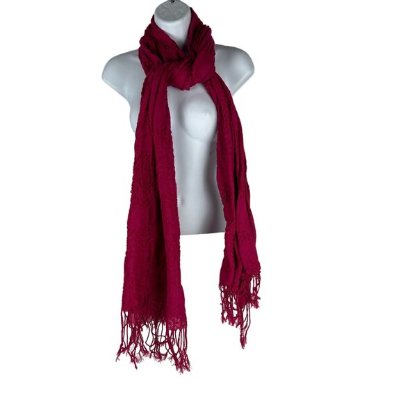 Elegant Fuchsia Scarf With Fringe Edge Hand Wash Recommended - Picture 1 of 4